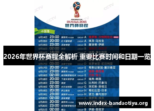 2026年世界杯赛程全解析 重要比赛时间和日期一览